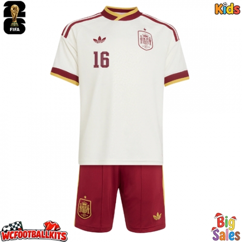 Spain Rodri Hernandez #16 Replica Away Stadium Kit for Kids World Cup 2026 Short Sleeve (+ pants)